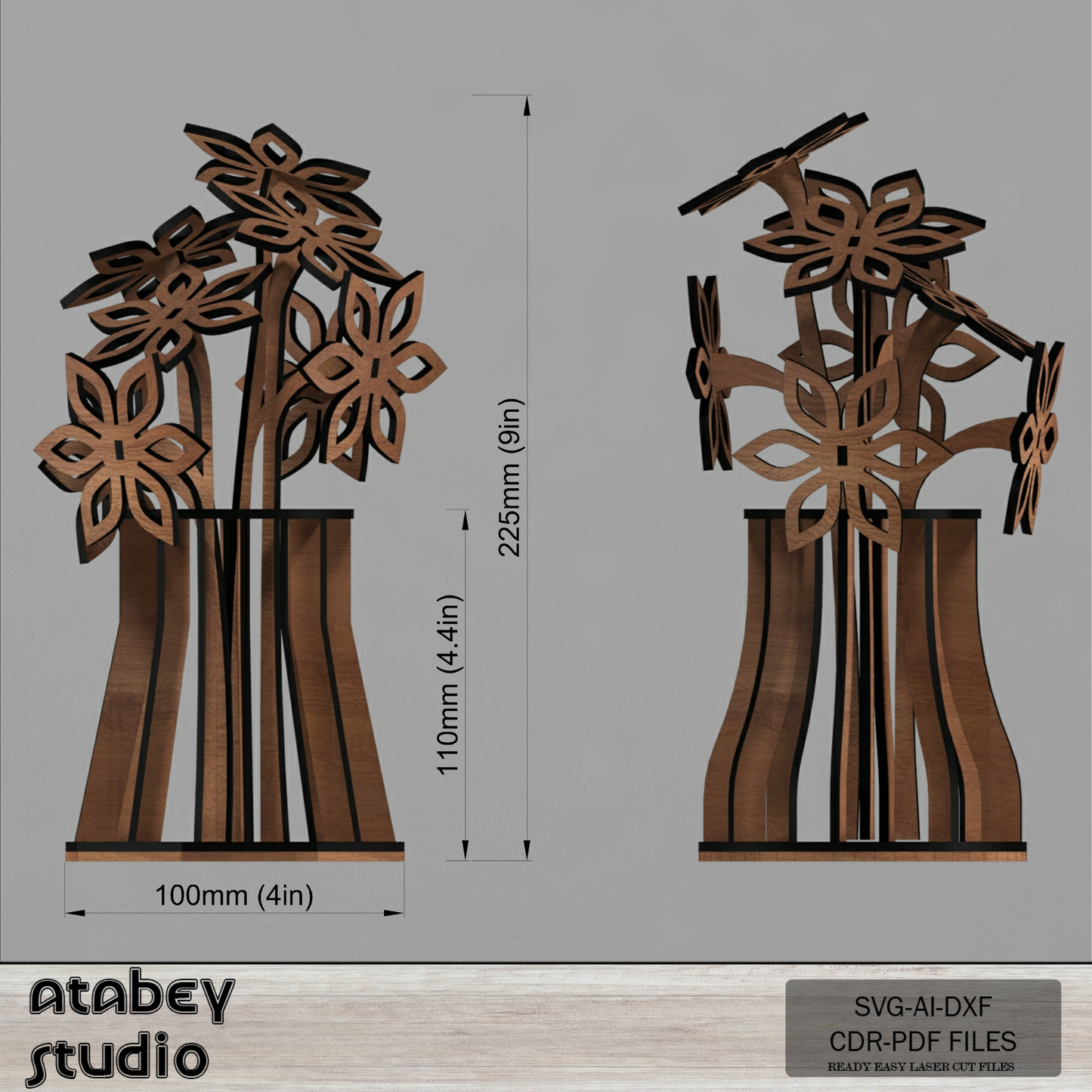 DIY 3D Wooden Flower Vase - Laser Cut Floral Design - Bouquet Model Unique Home Decor 793