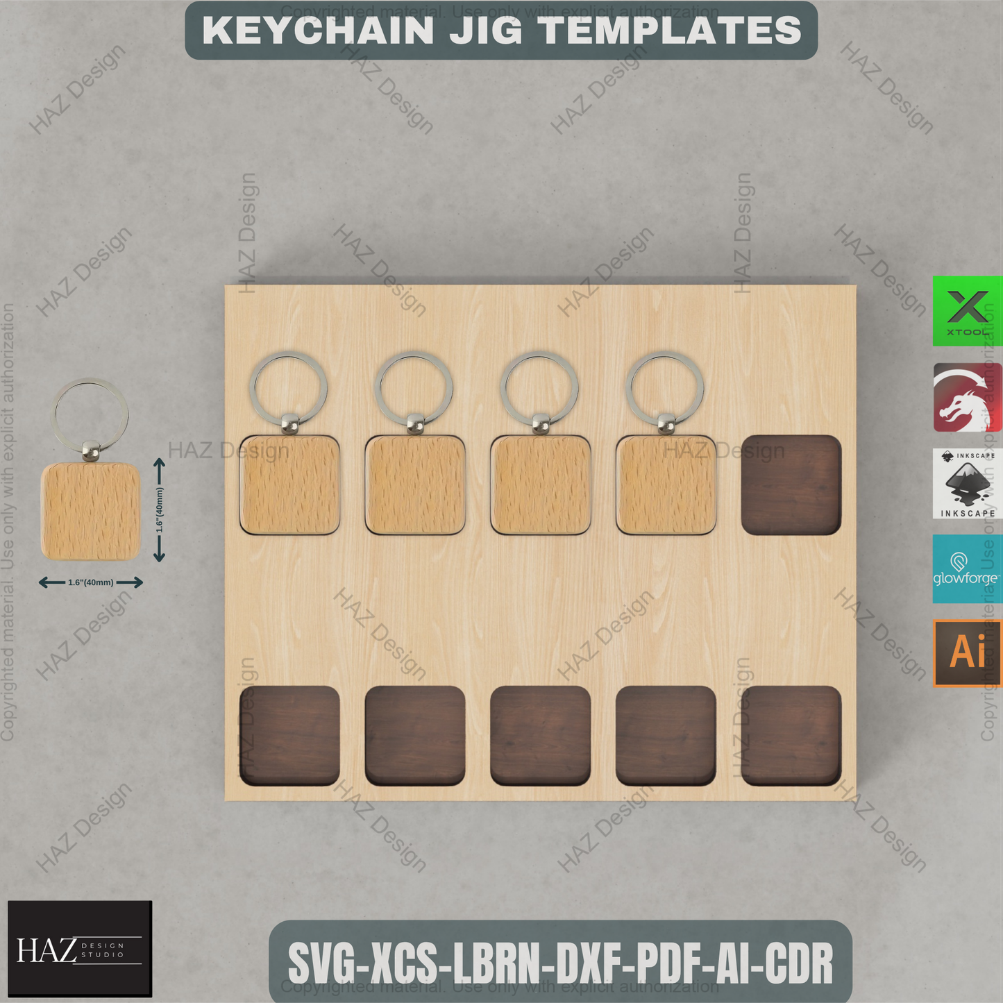 Laser Engraving Keychain Jig Template Bundle | Wooden Alignment Guides for Consistent Results haz457