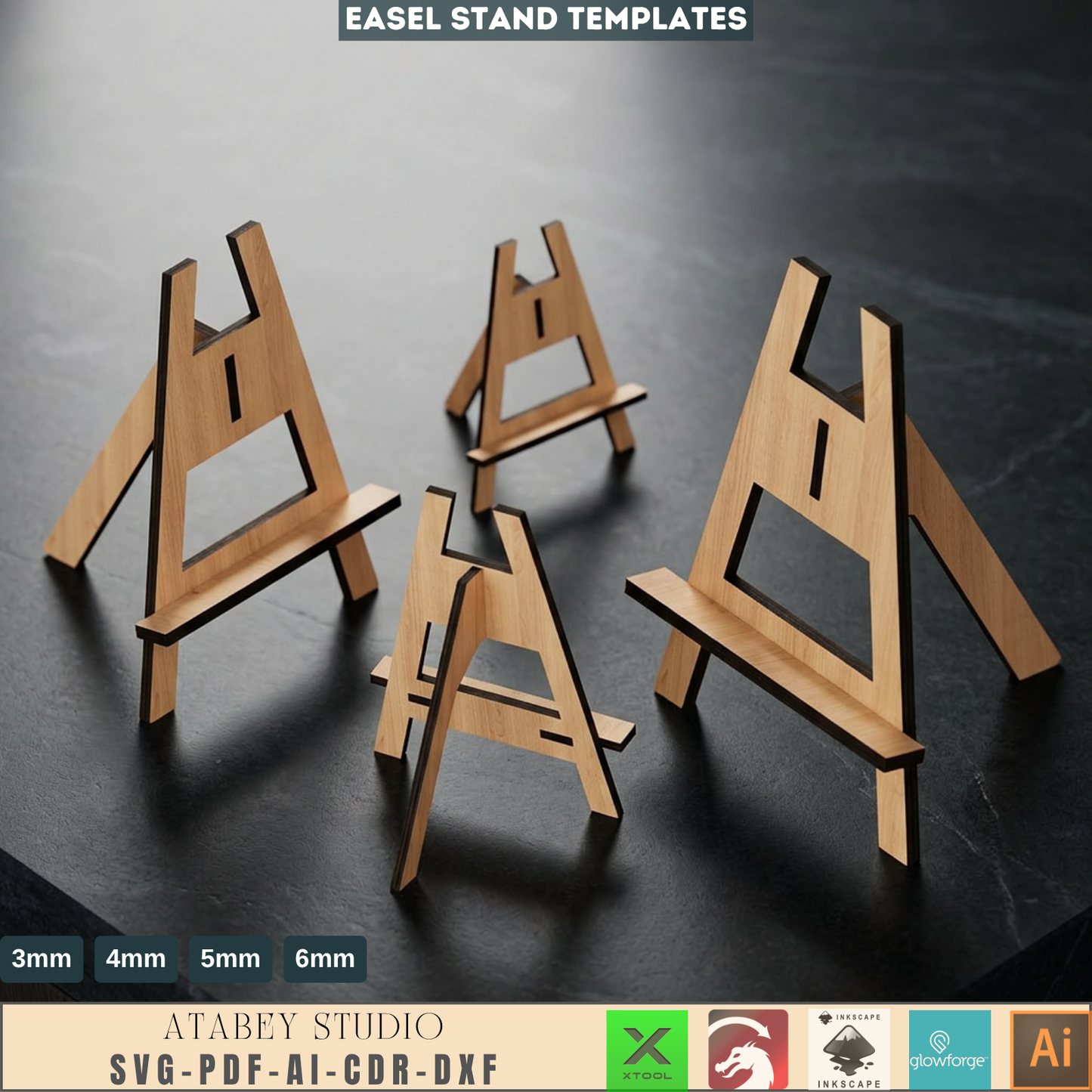 Wooden Easel Stand Art Display Stands Table Sign Laser Cut Picture Holder