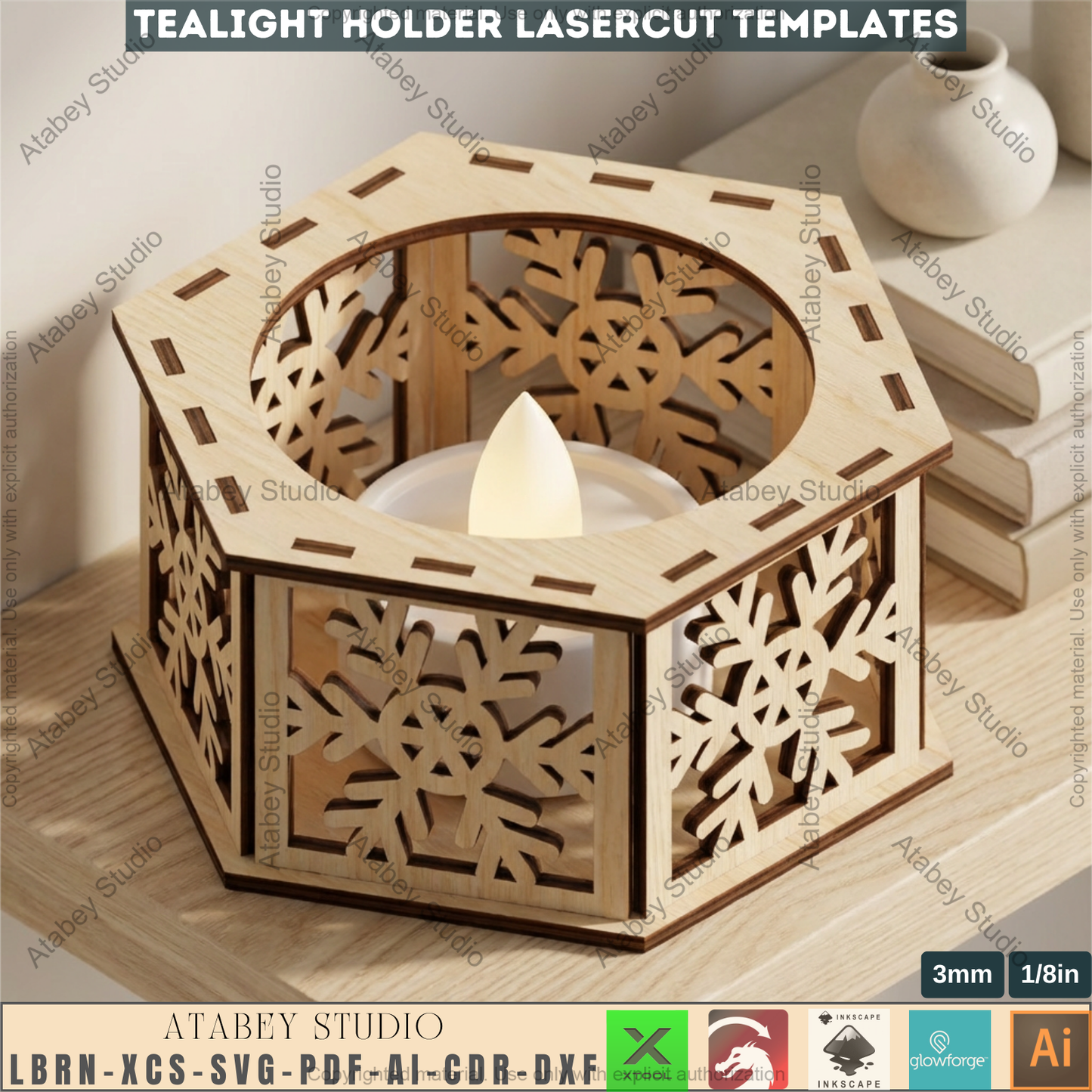 Christmas Candle Holder Bundle Laser Cut Lantern Tealight Box Xmas Table Decor 977