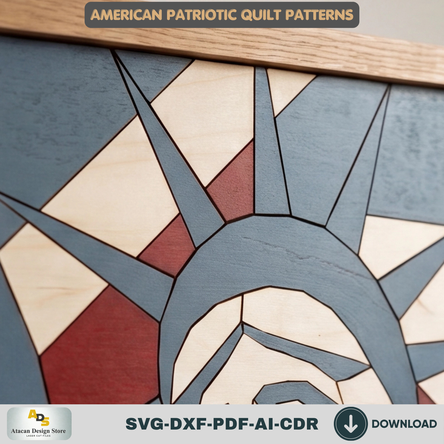 Geometric Statue of Liberty Pattern, Patriotic Wall Decor, July Fourth Wood Sign, Independence Day-Gift