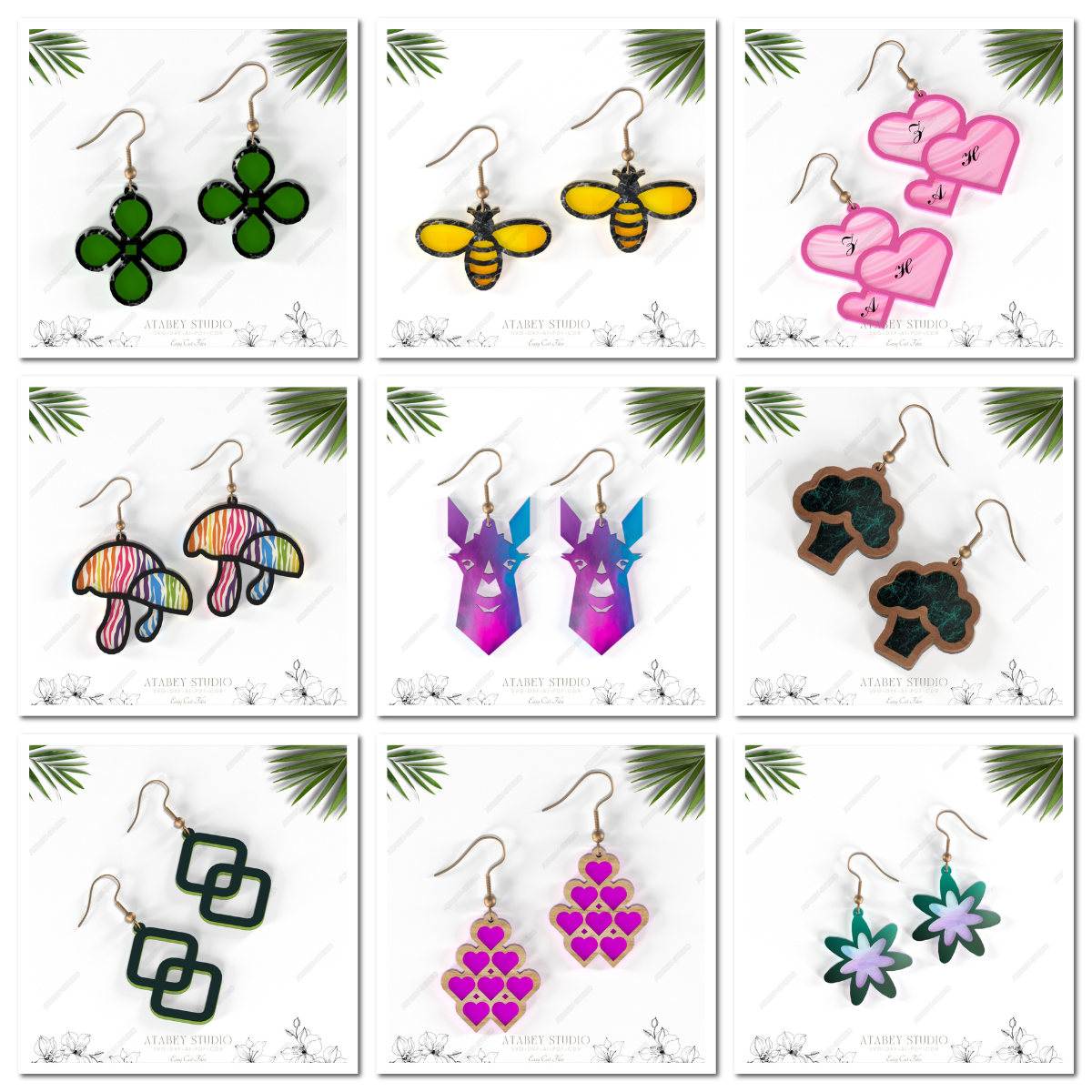 Unique Earring Design Collection - Diverse Themes for Laser Cutting | Lifetime Access | Commercial License 862