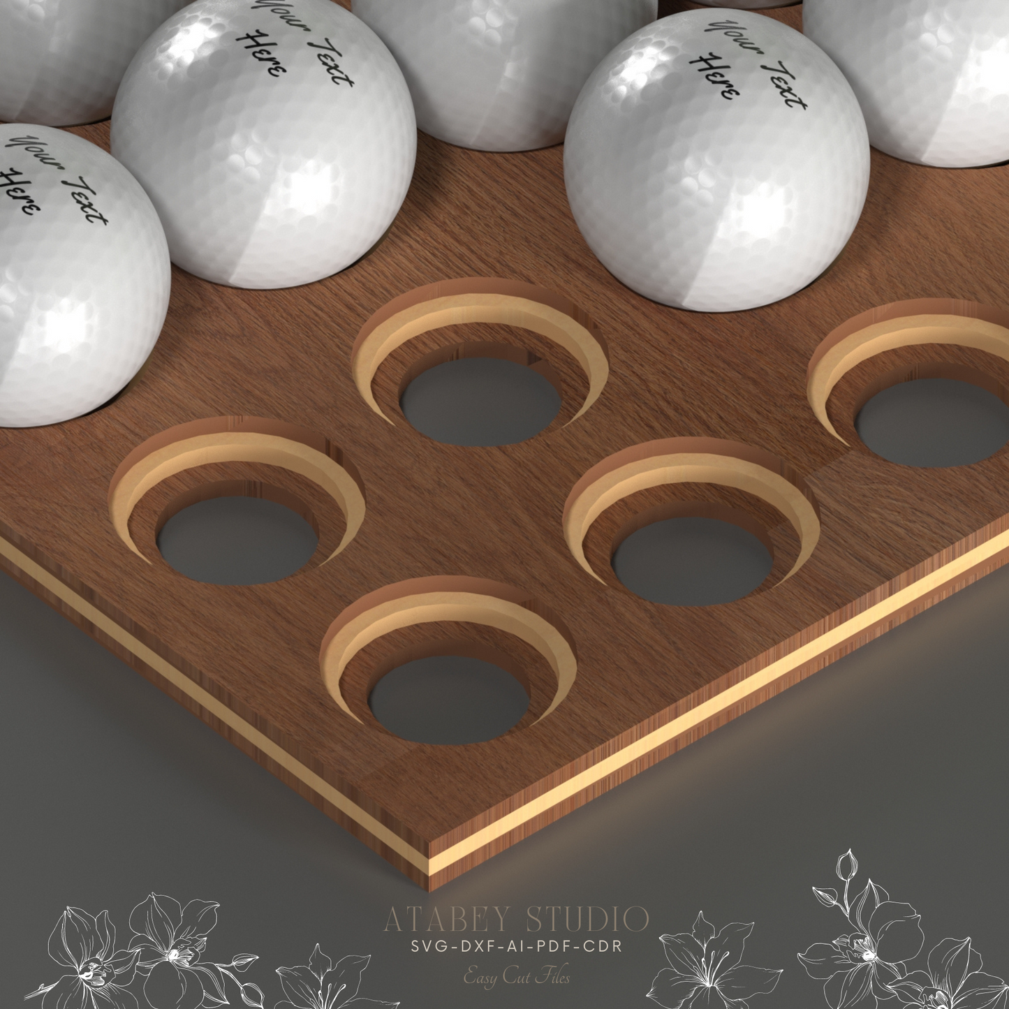 Golf Ball Holder Template - Laser Engraving Jig - Perfect for UV Painting 871