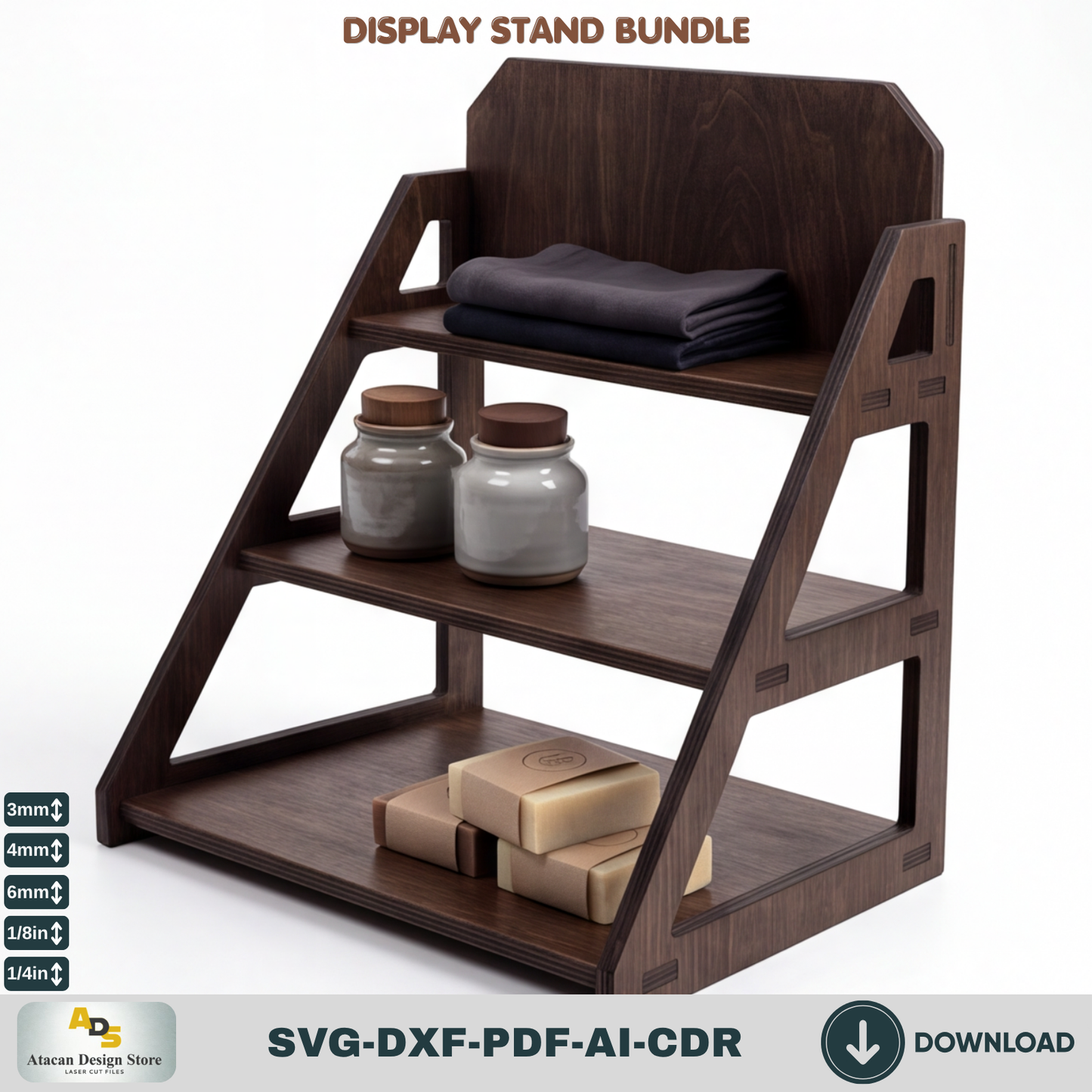 9 Display Stand Bundle Laser Cut SVG Wood Shelf Market Booth Template