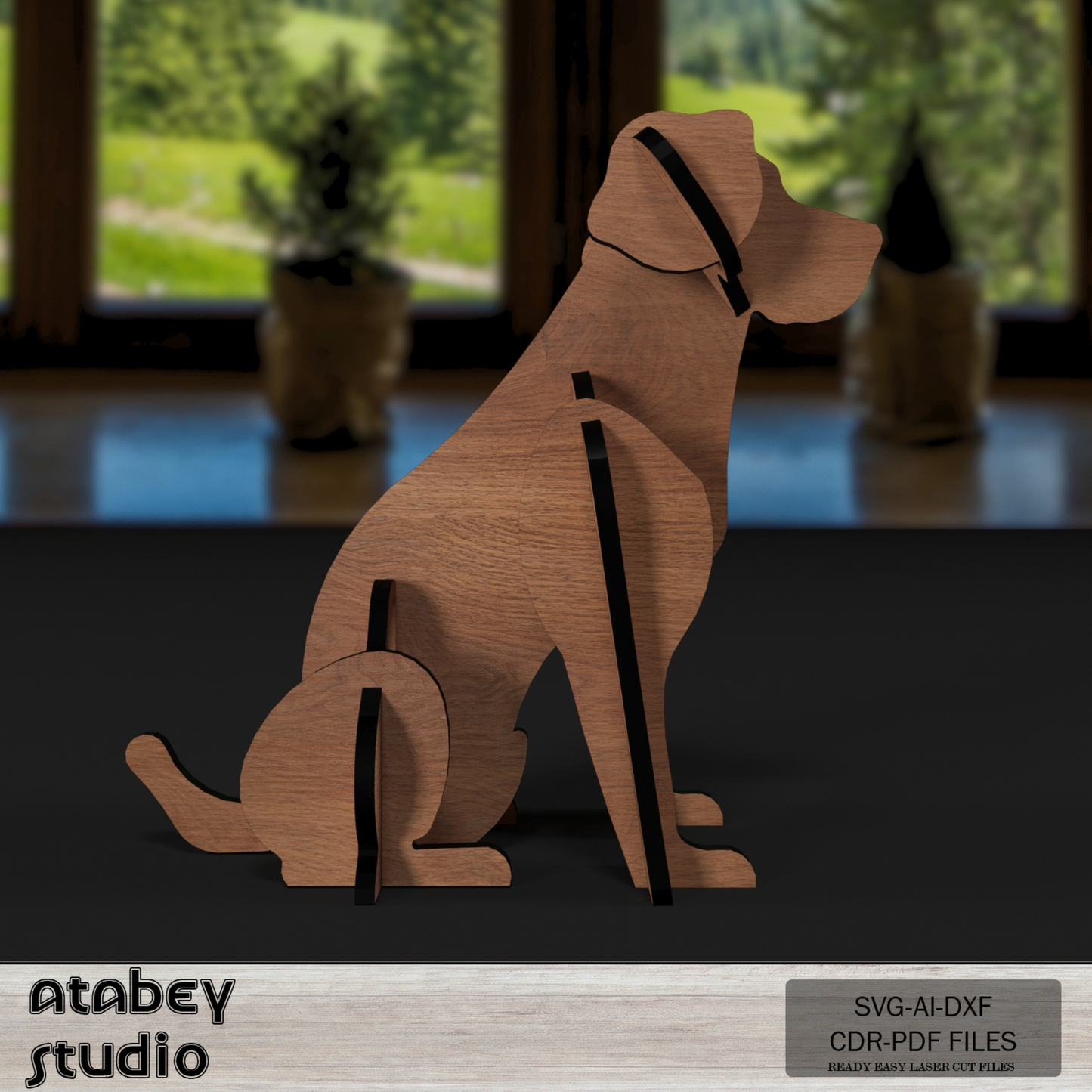 Wooden Sitting Dogs 3D Puzzle - Cute Pet Model in Multiple Sizes - 4 Sizes Charming Acrylic Pet Design 792