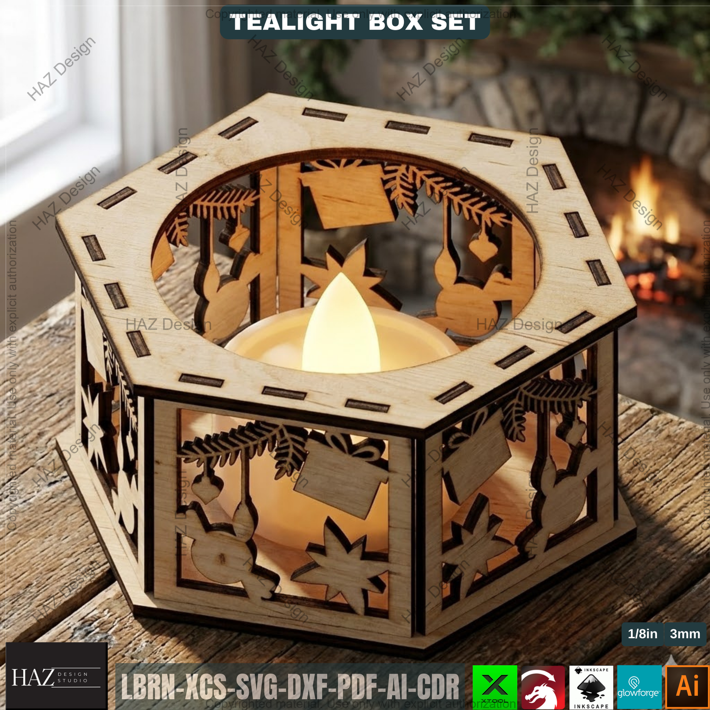 Christmas Tealight Box Bundle, Laser Cut Lantern Templates, DIY Holiday Candle Holders 505