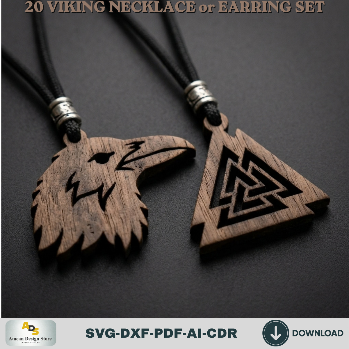 20 Viking Norse Jewelry Laser Cut Templates Necklace Earring Pendant Designs