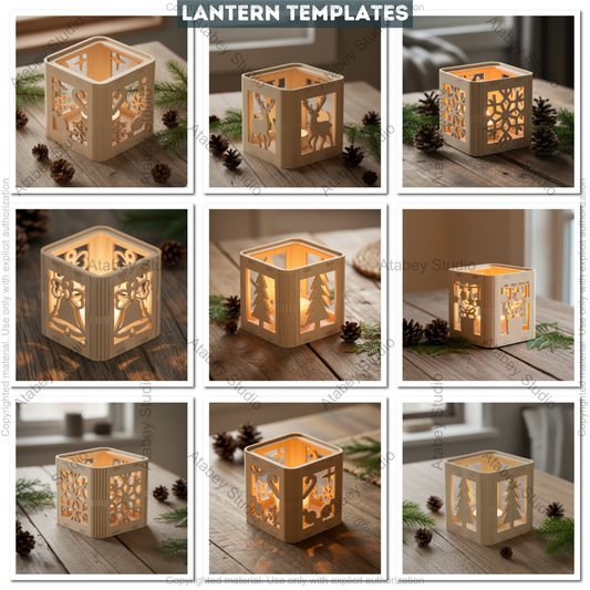 Christmas Lantern Laser Cut Templates | Festive Xmas Candle Holders | DIY Noel Tealight Box Decor 960