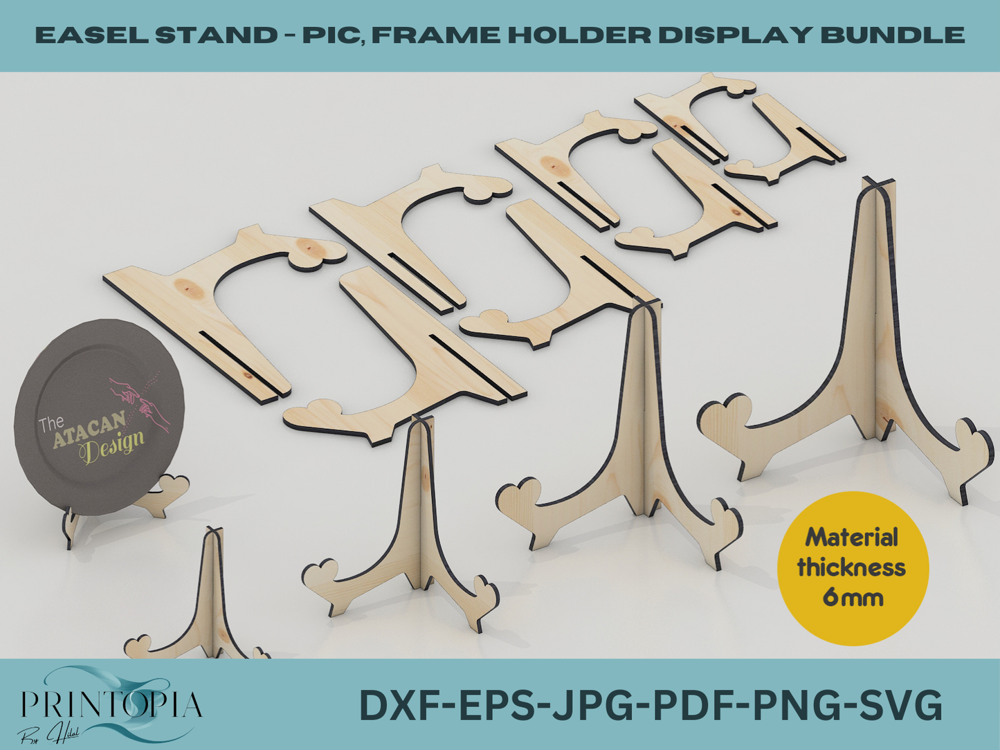 Adjustable Easel Stand Bundle for Photos  Frames - Laser Cut Ready,5 Thickness Options, Perfect for Crafts & Photos 138