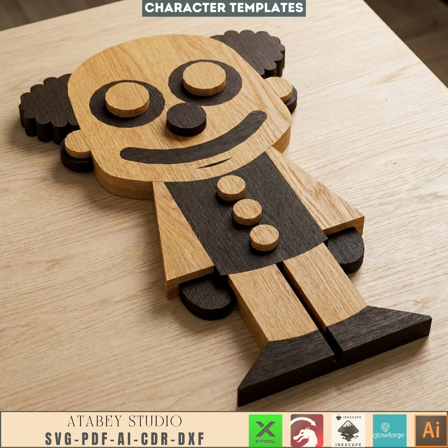 Layered Character Templates Laser Cutting Superhero Clown Unicorn Kid Wall Decor DIY Wood Projects