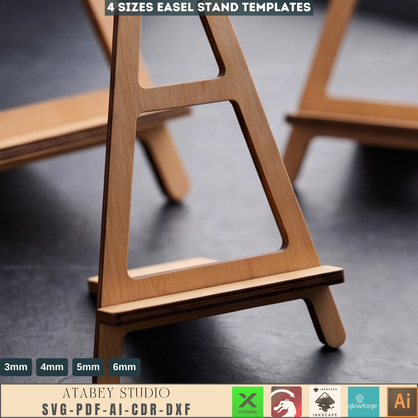 asel Stand Template 4 Sizes Tabletop Menu Holder Wood Display Stand Plywood Plate Holder