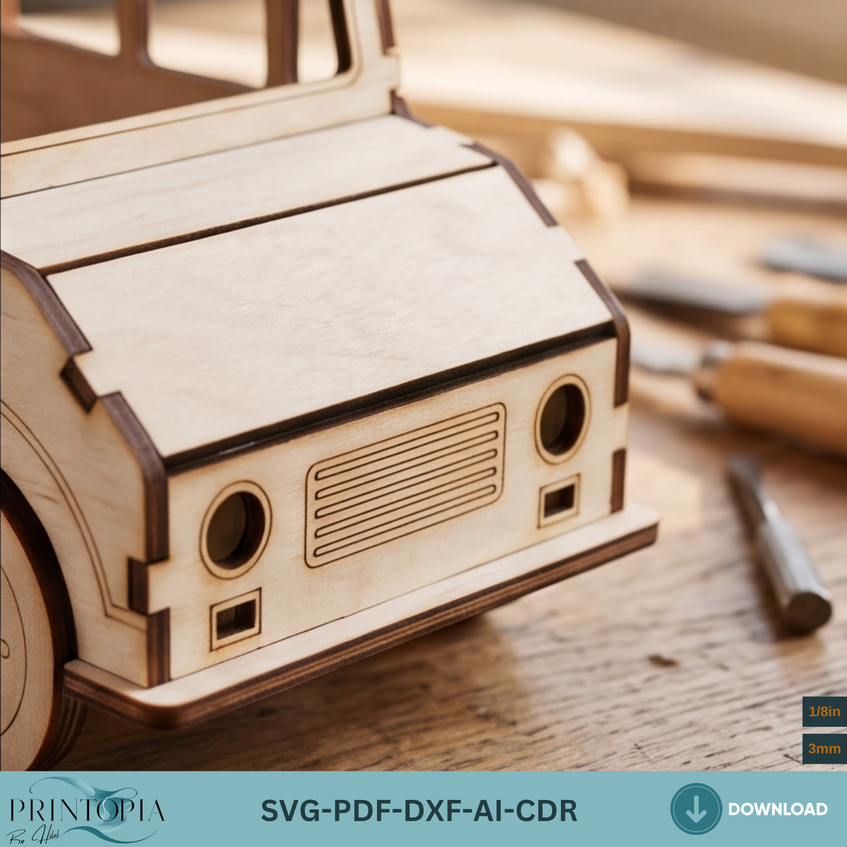 Toy Bus Laser Cut File Wooden School Bus 3D Puzzle SVG DXF Template