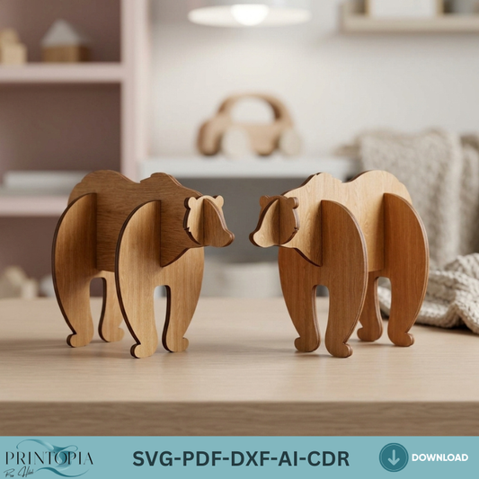 Laser Cut Wooden Bear Design - DIY 3D Bear Projects 089
