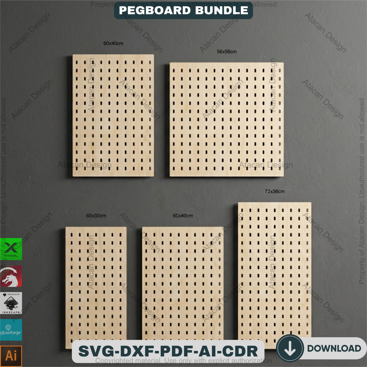 Ikea Skadis Compatible Pegboard Template 20 Sizes Wood Wall Organizer Display Panel 940