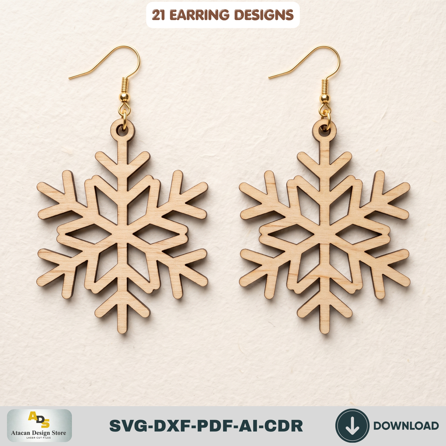 21 Wooden Earring SVG Bundle Laser Cut Jewelry Templates Glowforge DIY Wood Earrings Cutting Files