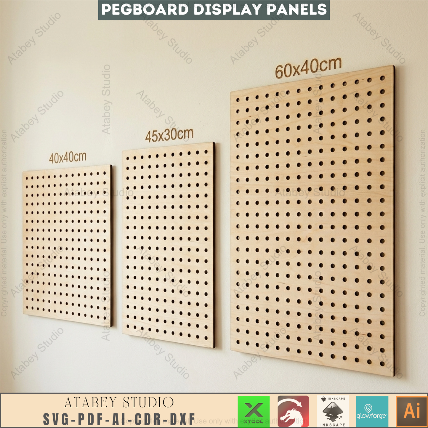 Pegboard Display Panel Templates, 20 Sizes Wall Organizer, Hole Board Pattern for Makers 993