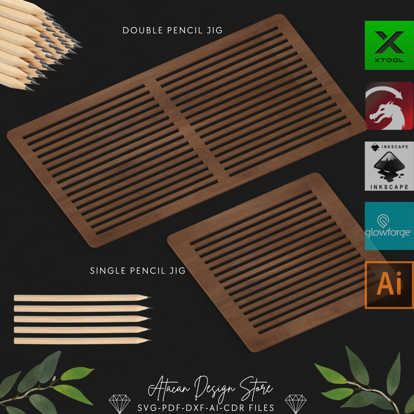 Laser Jig Template for Pencils - Double & Single Slot Design for Precision Engraving 702