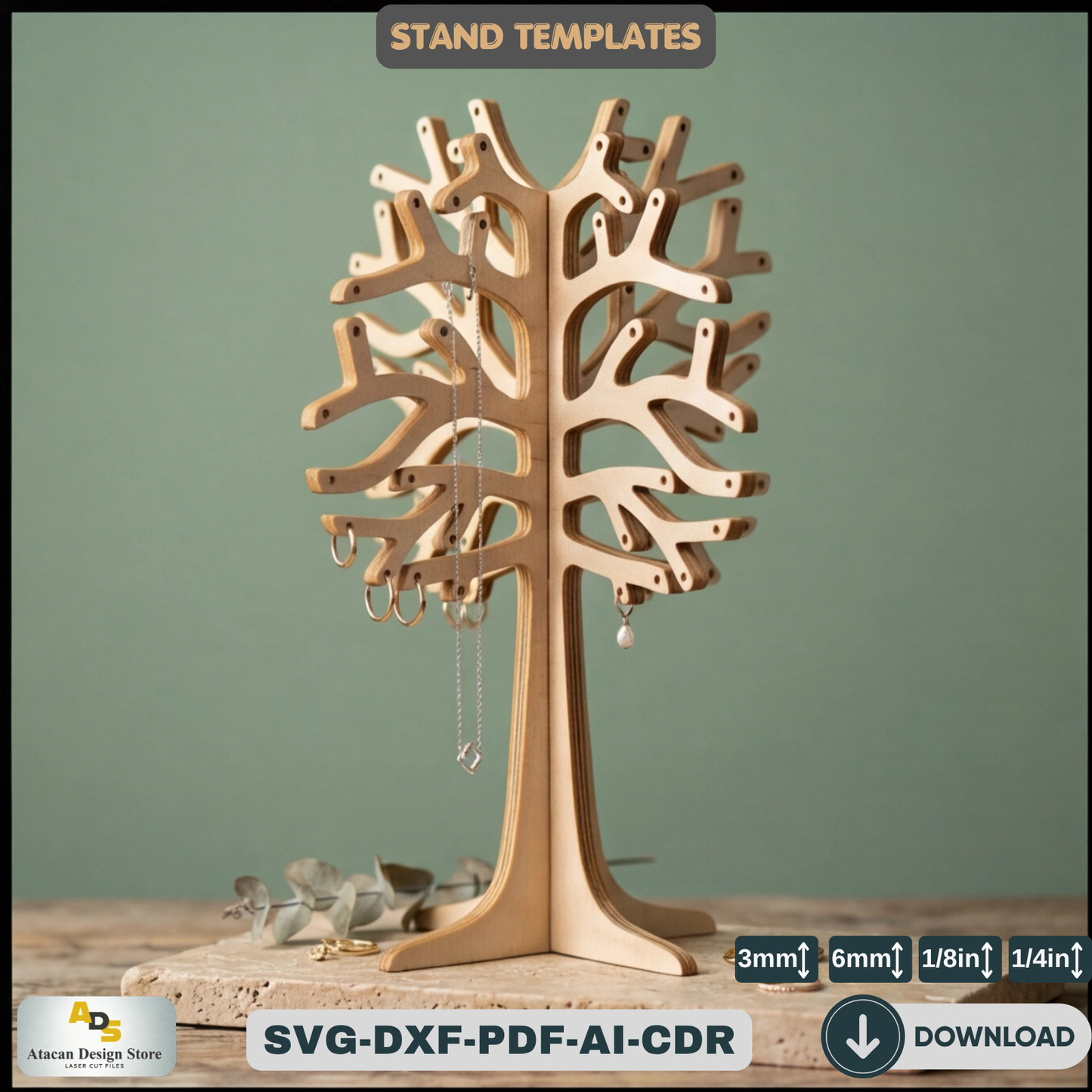 Tree Jewellery Stand / Earing Holder / Laser cut jewelry display