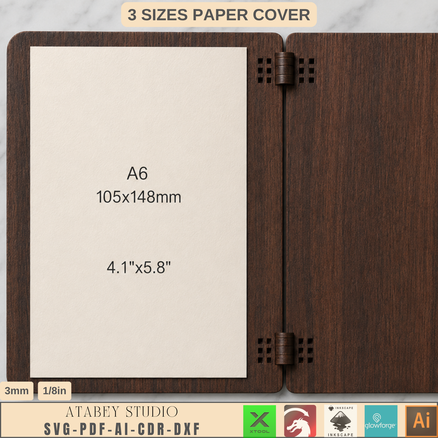 Wooden Paper Holder Template Living Hinge Notebook Cover Pattern Plywood Desk Organizer