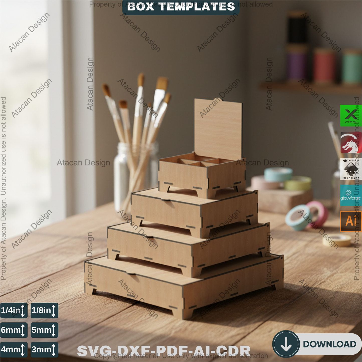 16 Sizes Box Set with Flip Lid and Compartments - Divided Boxes for Storage Organizer 461