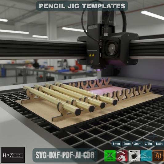 Laser Ready Pencil Jig Template - Jig for Pens - Laser Cut Template SVG DXF PDF Ai 185