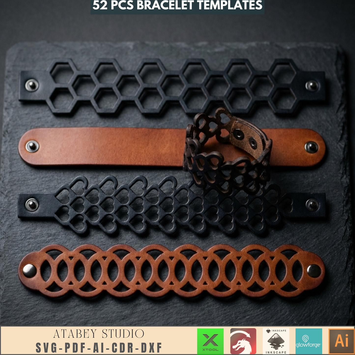 Laser Cut Bangle & Cuff SVG Pack, Creative Jewelry Making Templates, Files for Wood & Leather Crafters