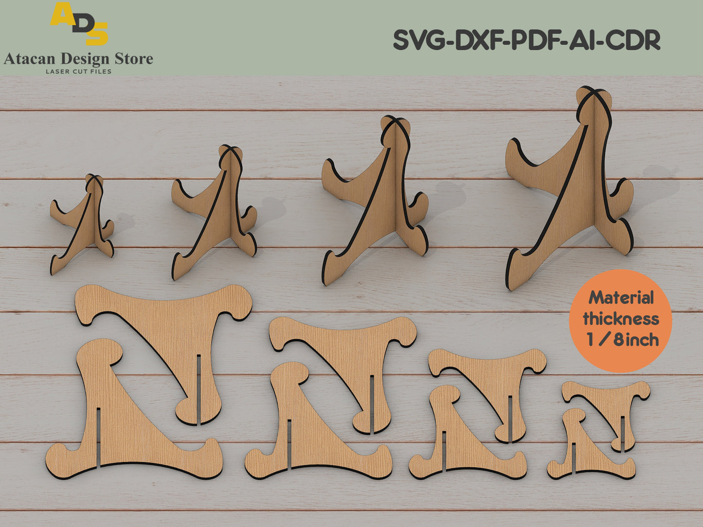 Classic Curve Easel Stand Files - Versatile Laser Cut Designs for Displays 412