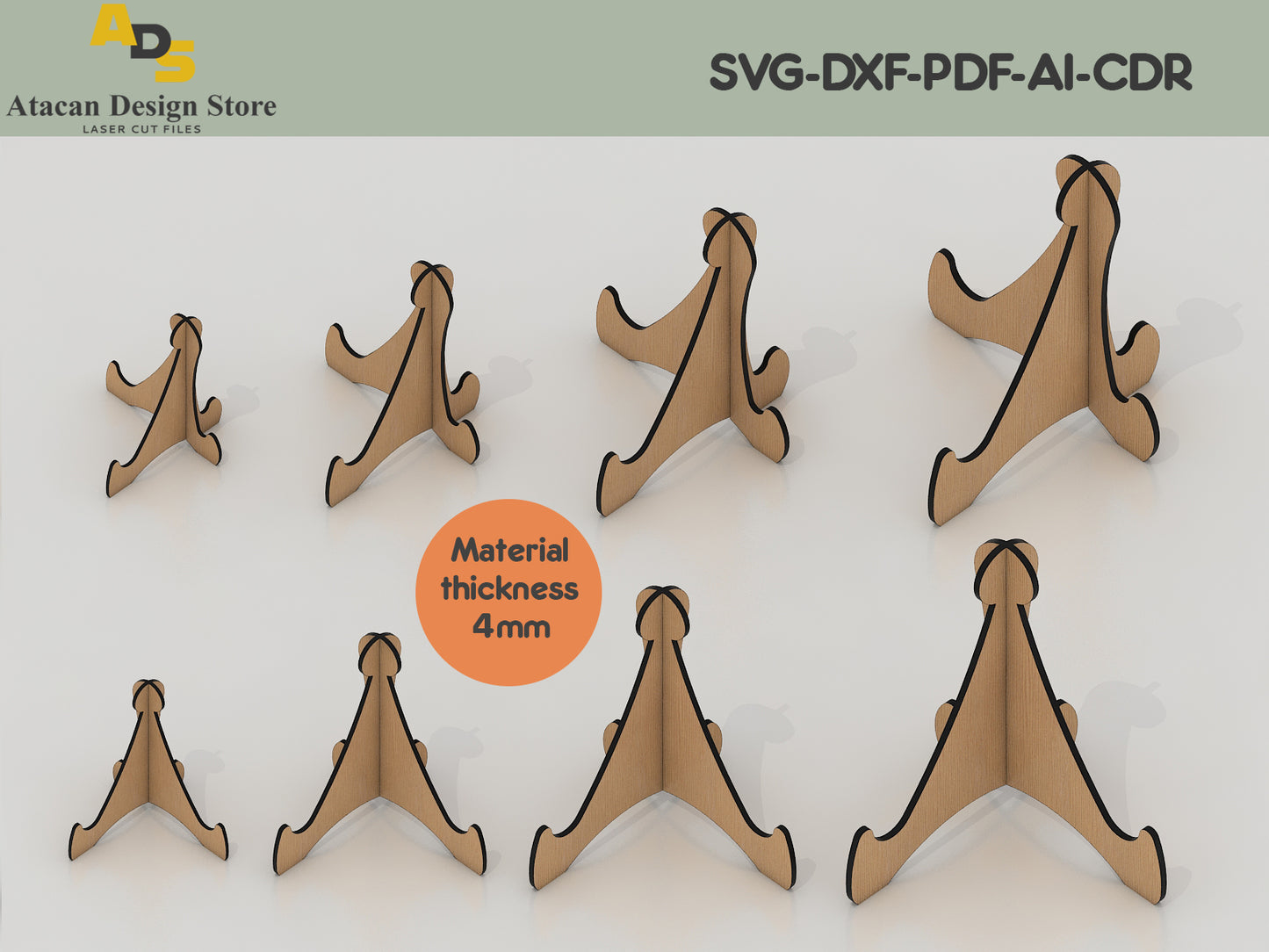 Classic Curve Easel Stand Files - Versatile Laser Cut Designs for Displays 412