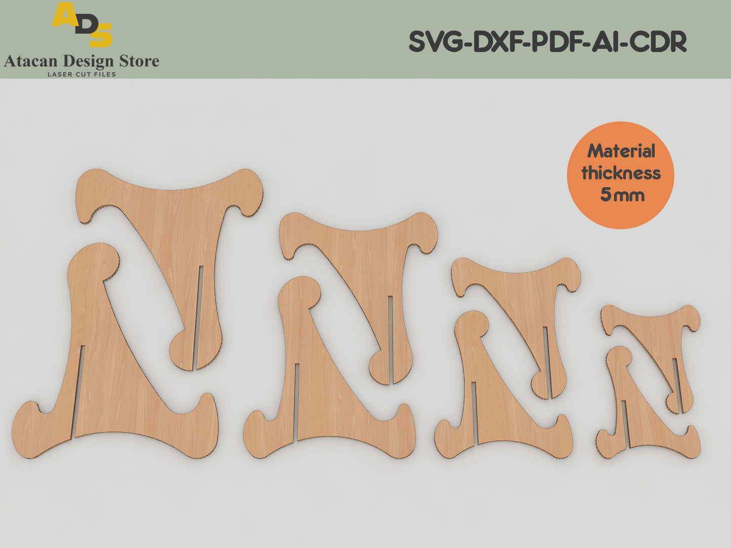 Classic Curve Easel Stand Files - Versatile Laser Cut Designs for Displays 412