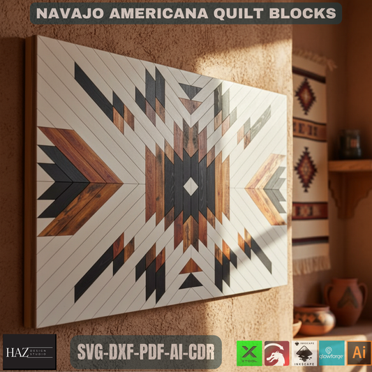 Barn Quilt Patterns / Quilt Blocks Template / Navajo Americana Patchwork SVG DXF Ai CDR 136