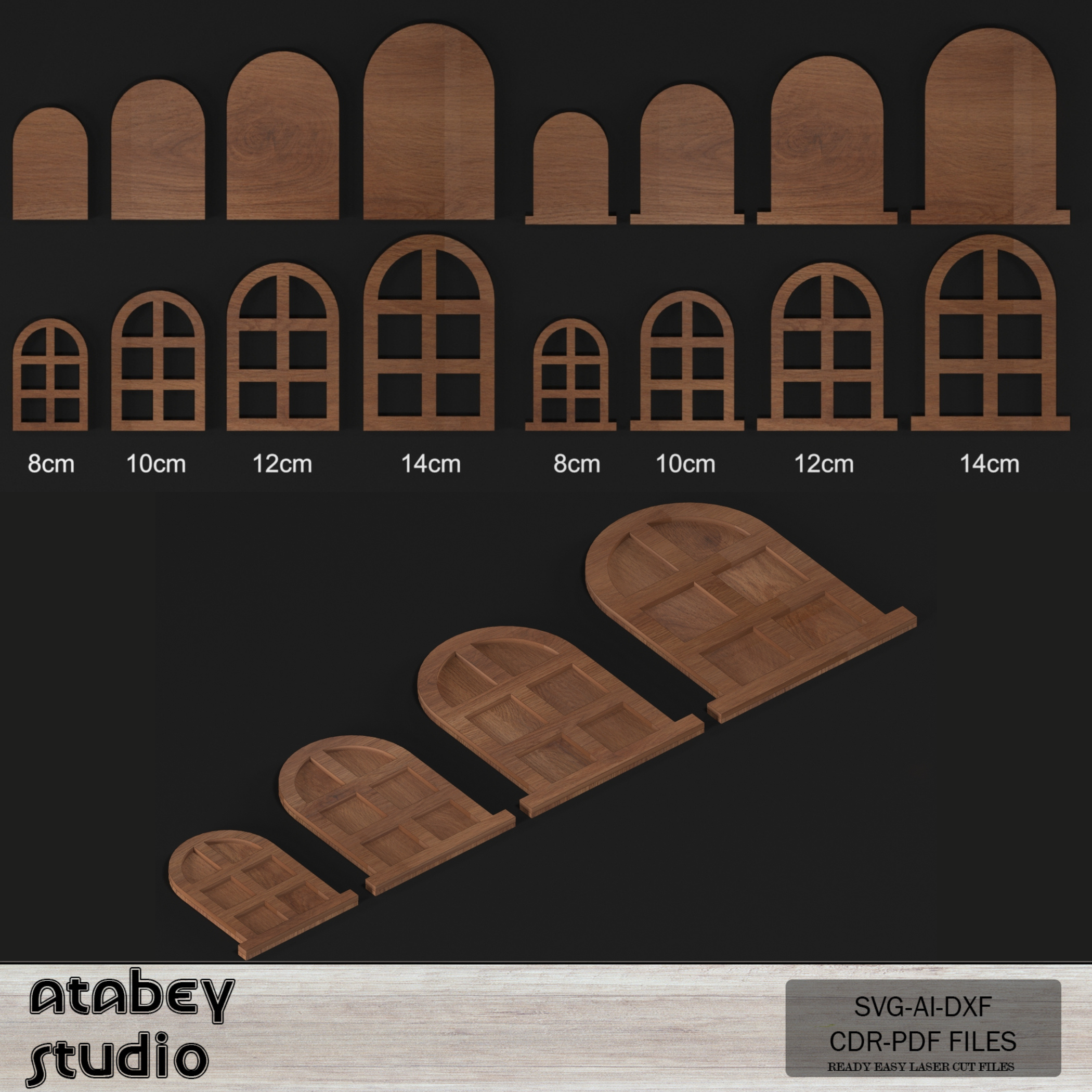 Window Shear Template DIY Mini Arched Windows - Laser Cut Wooden Shutter Frame Window Shapes ...