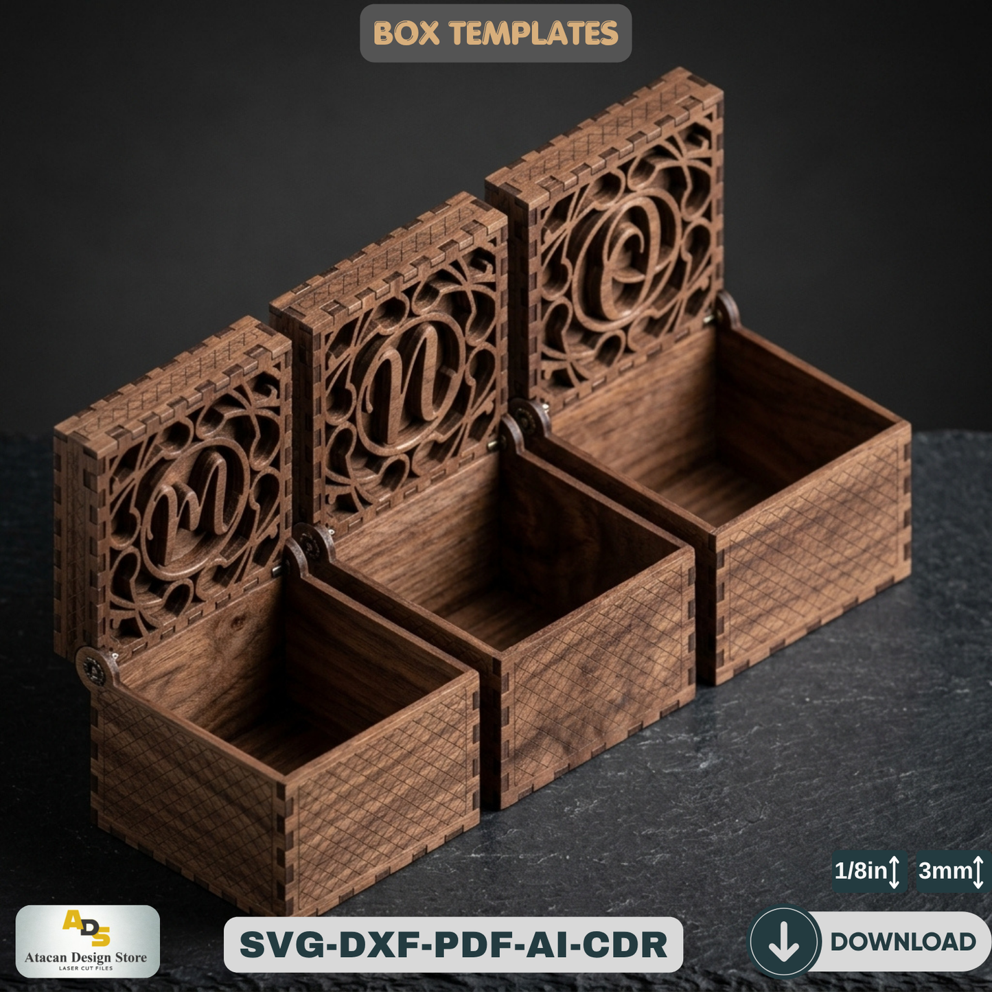 Personalized Monogram SVG Letters Laser Cut Box: Engravable Wooden Jewelry Case,Decorative  Laser Cut, Customizable Jewelry Storage 826