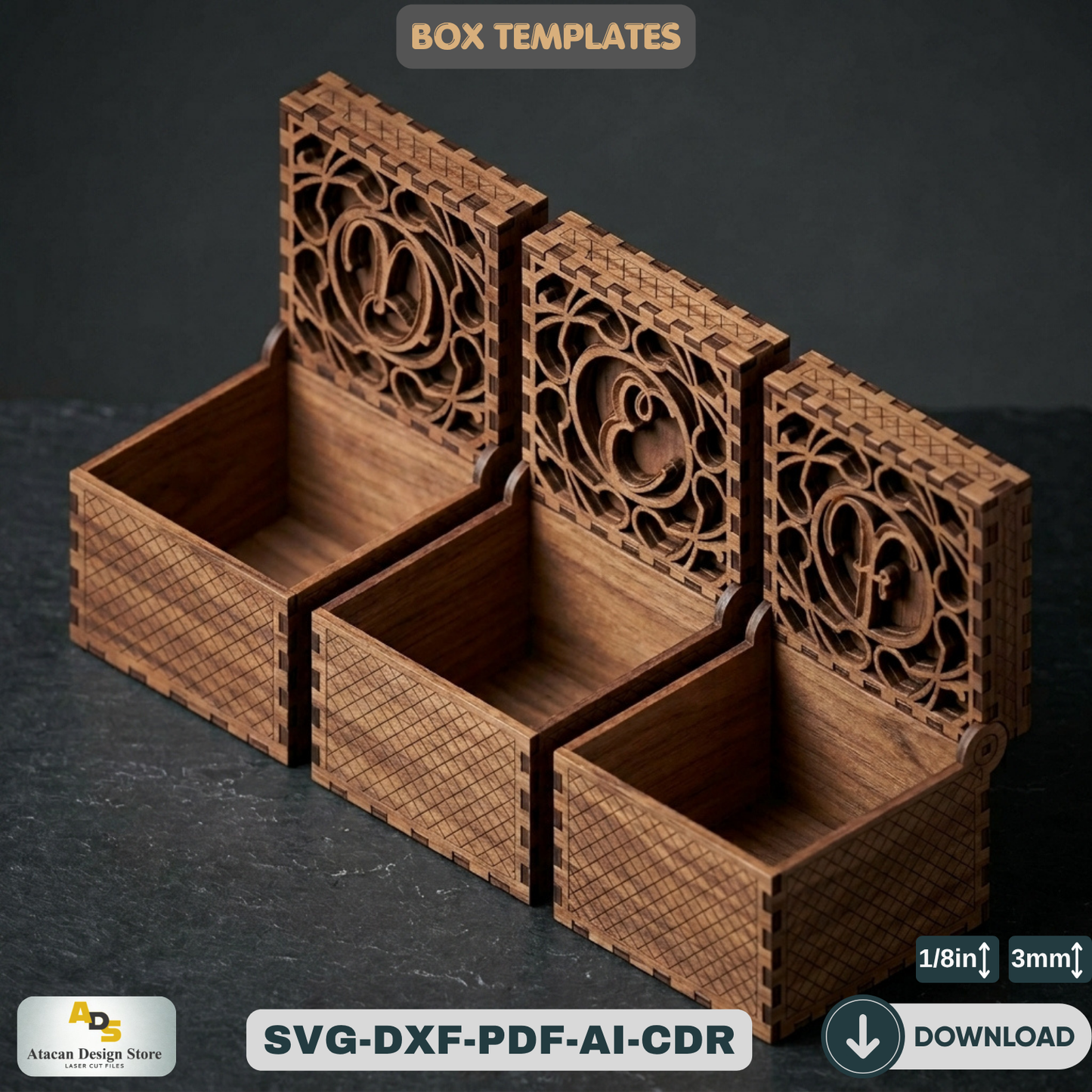Personalized Monogram SVG Letters Laser Cut Box: Engravable Wooden Jewelry Case,Decorative  Laser Cut, Customizable Jewelry Storage 826