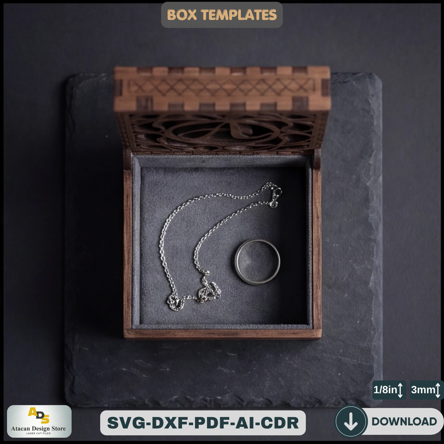 Personalized Monogram SVG Letters Laser Cut Box: Engravable Wooden Jewelry Case,Decorative  Laser Cut, Customizable Jewelry Storage 826