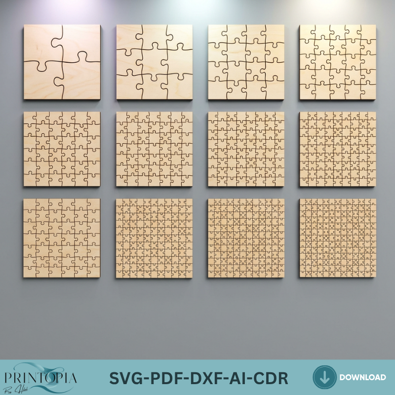 Wooden Jigsaw Puzzle Template Bundle Custom Puzzles Personalized Toy Gift DIY Pattern