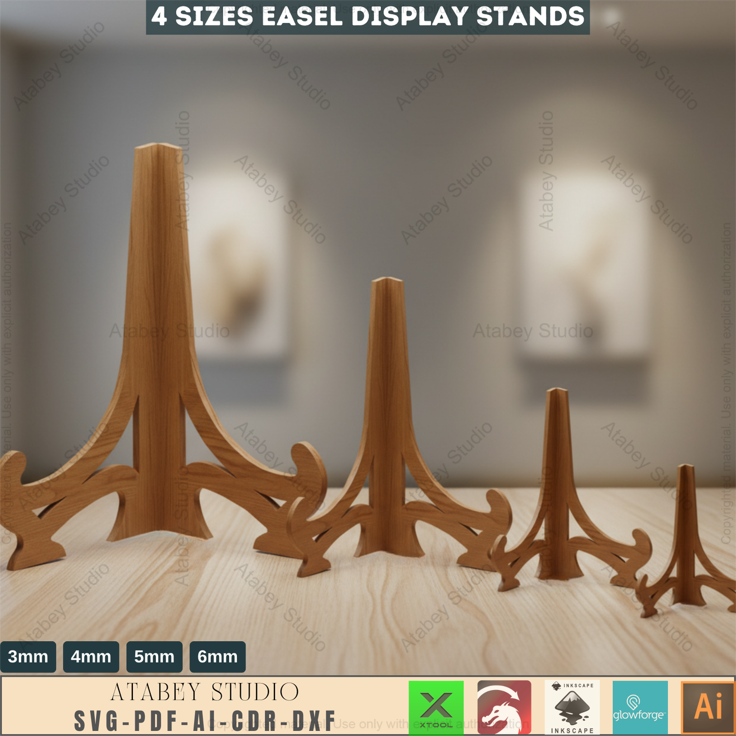 Laser Cut Plate Holder Stand SVG, DXF - Dish Frame Book Photo Display for CNC & Laser Cutting Files 411