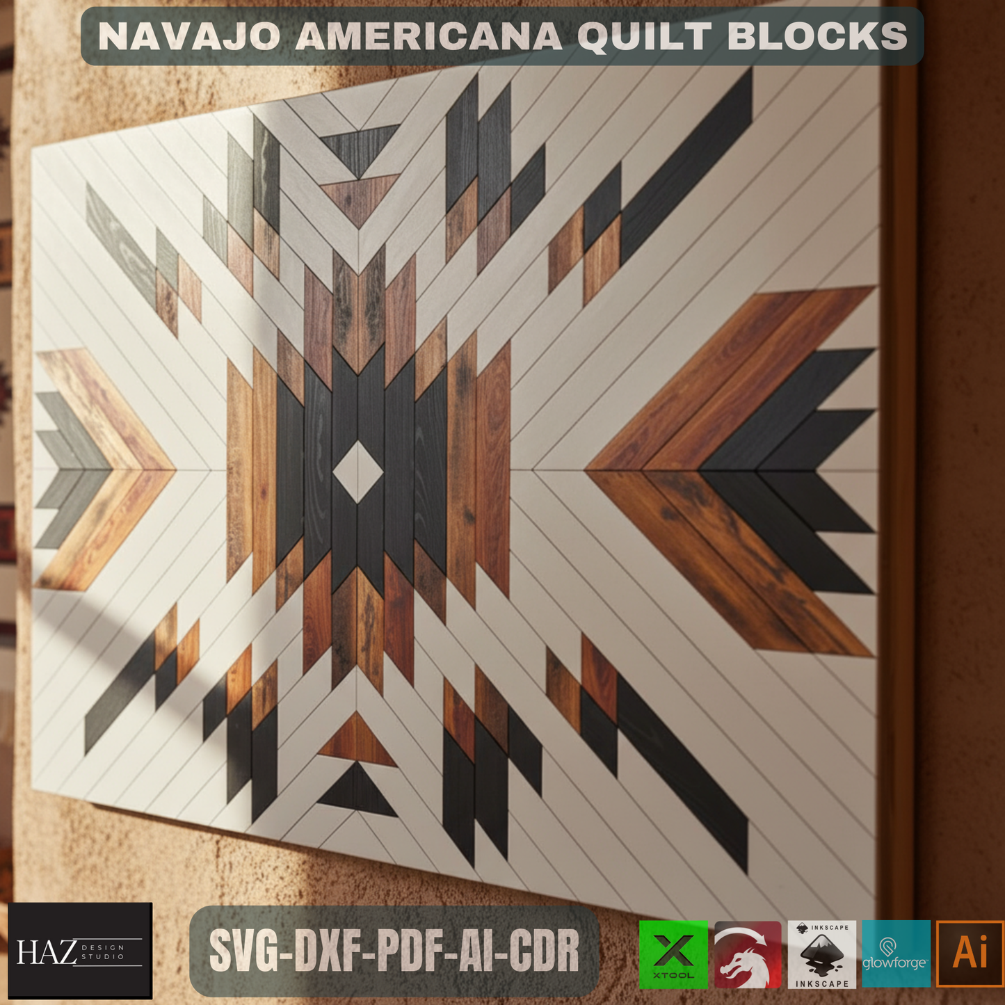 Barn Quilt Patterns / Quilt Blocks Template / Navajo Americana Patchwork SVG DXF Ai CDR 136