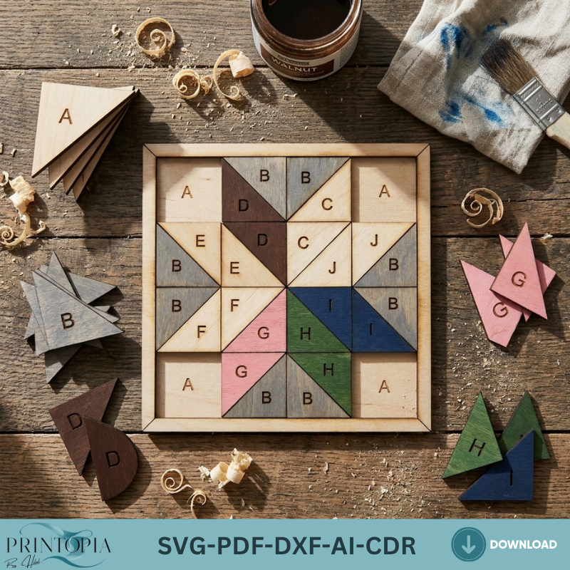 Wooden Quilt Block Patterns Cutting Templates Geometric Wall Art Barn Star DIY Home Decor