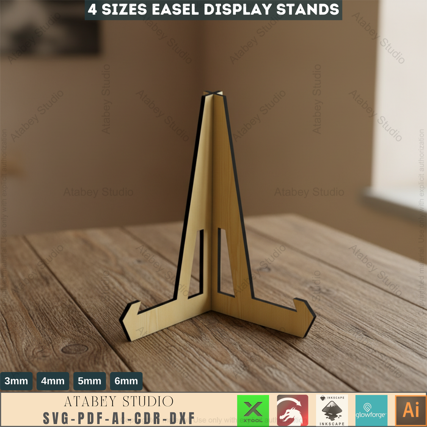 Plate Stand Template for Laser Cutting - Perfect for Displaying Plates, Books, and Photos 412