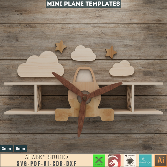 Biplane Wall Shelf - Laser Cut Plan for Wooden Aircraft Shelf - DIY Kids Room Decor 692
