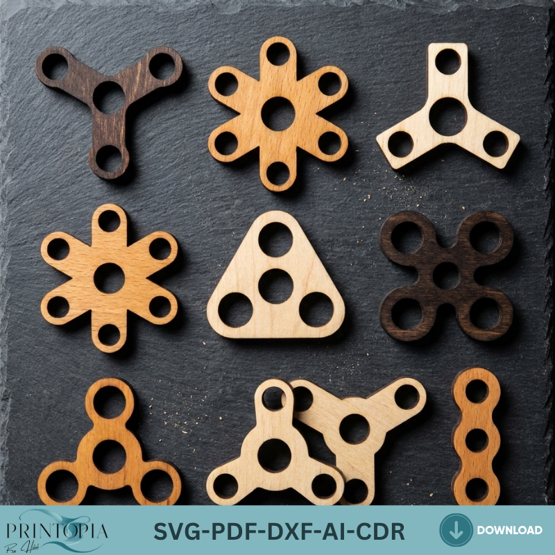 11 Fidget Spinner Laser Cut Templates Wooden Plywood DIY Sensory Toys