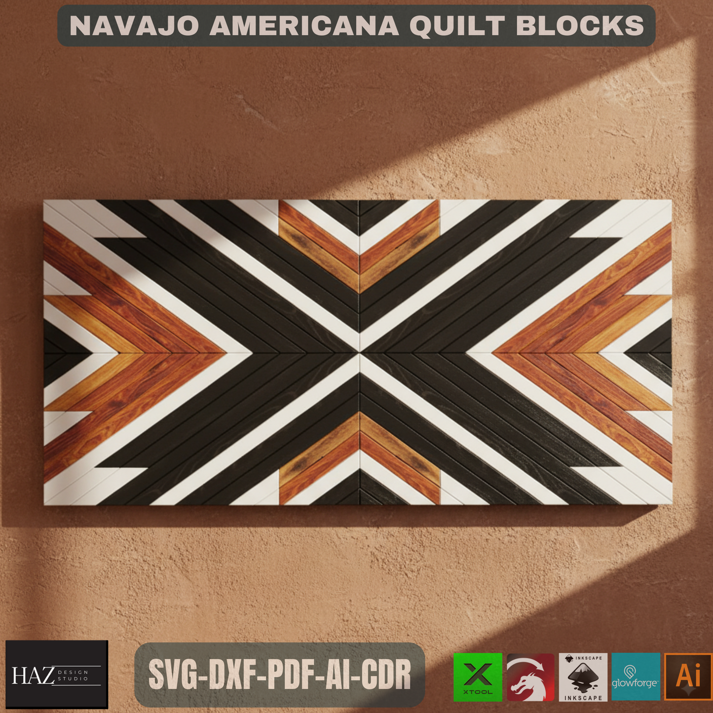 Barn Quilt Patterns / Quilt Blocks Template / Navajo Americana Patchwork SVG DXF Ai CDR 137
