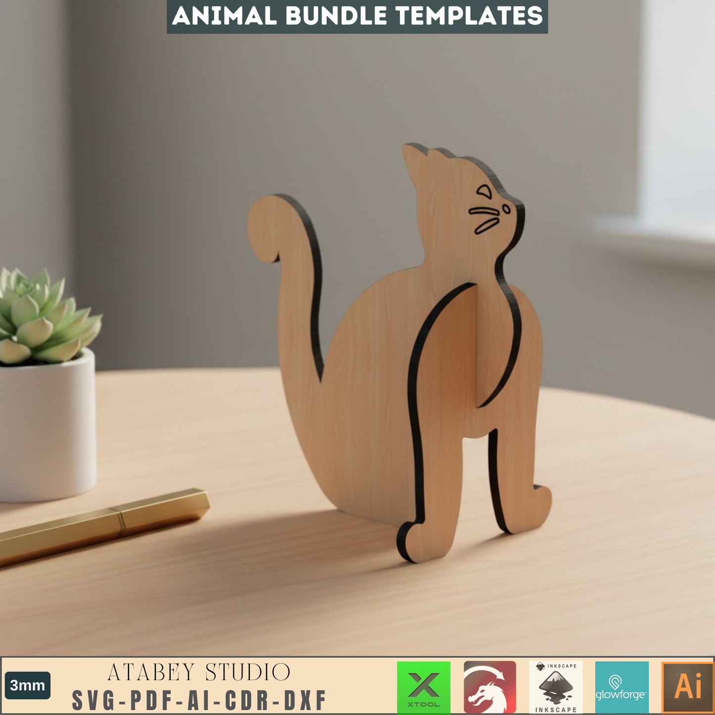 aser Cut Animal SVG Bundle, Wooden Animal Puzzle Files, Digital Decor DIY Kit, Glowforge XTool Ready Files