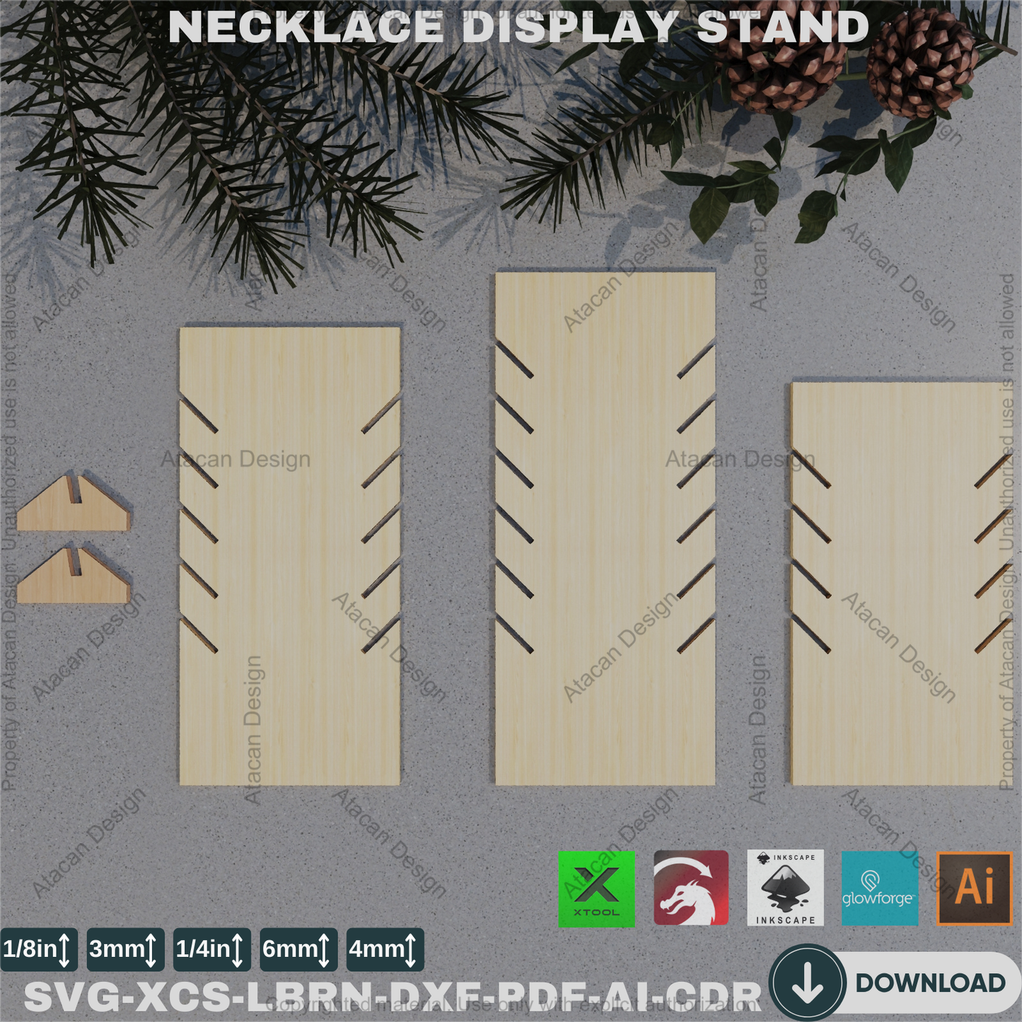 Elevate Your Sparkle: Laser Cut Wood Necklace Showcase - Boutique Style Organizer