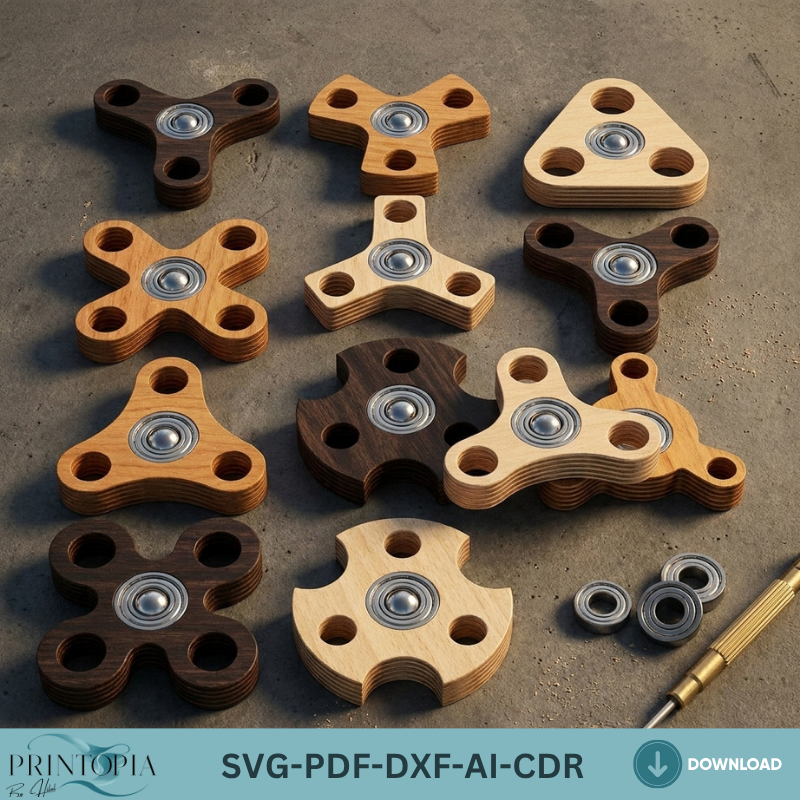 11 Fidget Spinner Laser Cut Templates Wooden Plywood DIY Sensory Toys