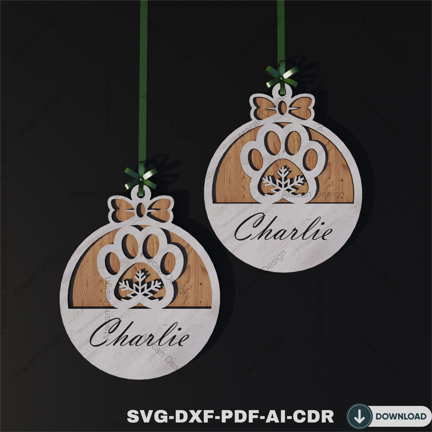 Custom Wooden Dog Paw Ornament - Perfect Personalized Holiday Decoration for Pets,Custom Dog Paw Ornament 806