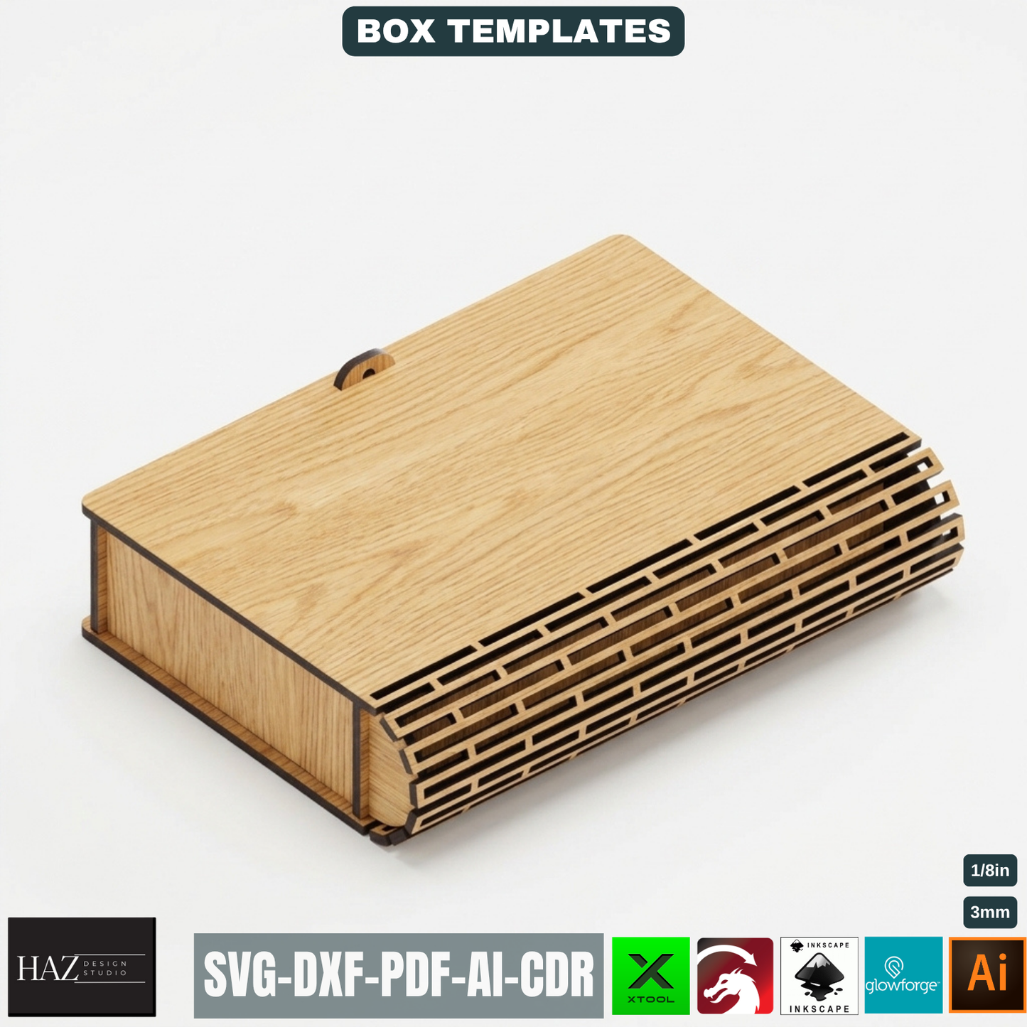 Wooden Keepsake Boxes Living Hinge Box Bundle 5 Sizes, Modern Wood Storage Templates 528