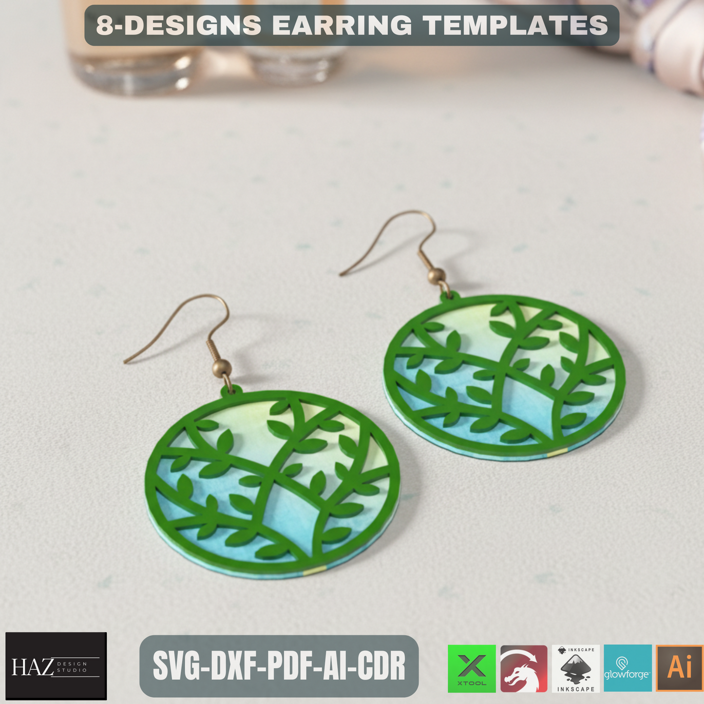 Laser Cut Earring SVG Bundle, Unique Wood Earring Designs, DIY Jewelry Files for Laser Cutter 478