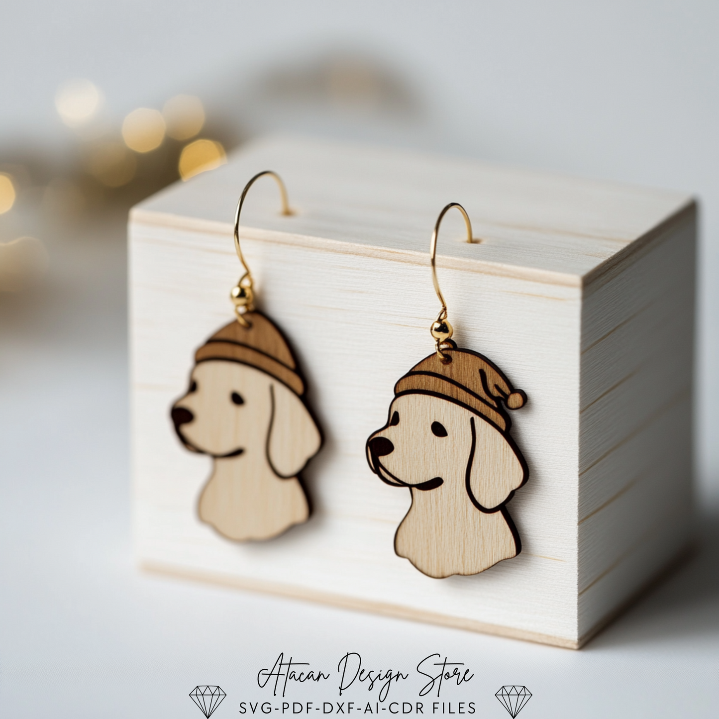 Christmas Dog Earrings Template - Laser Cut Ready for Festive Jewelry Making 723