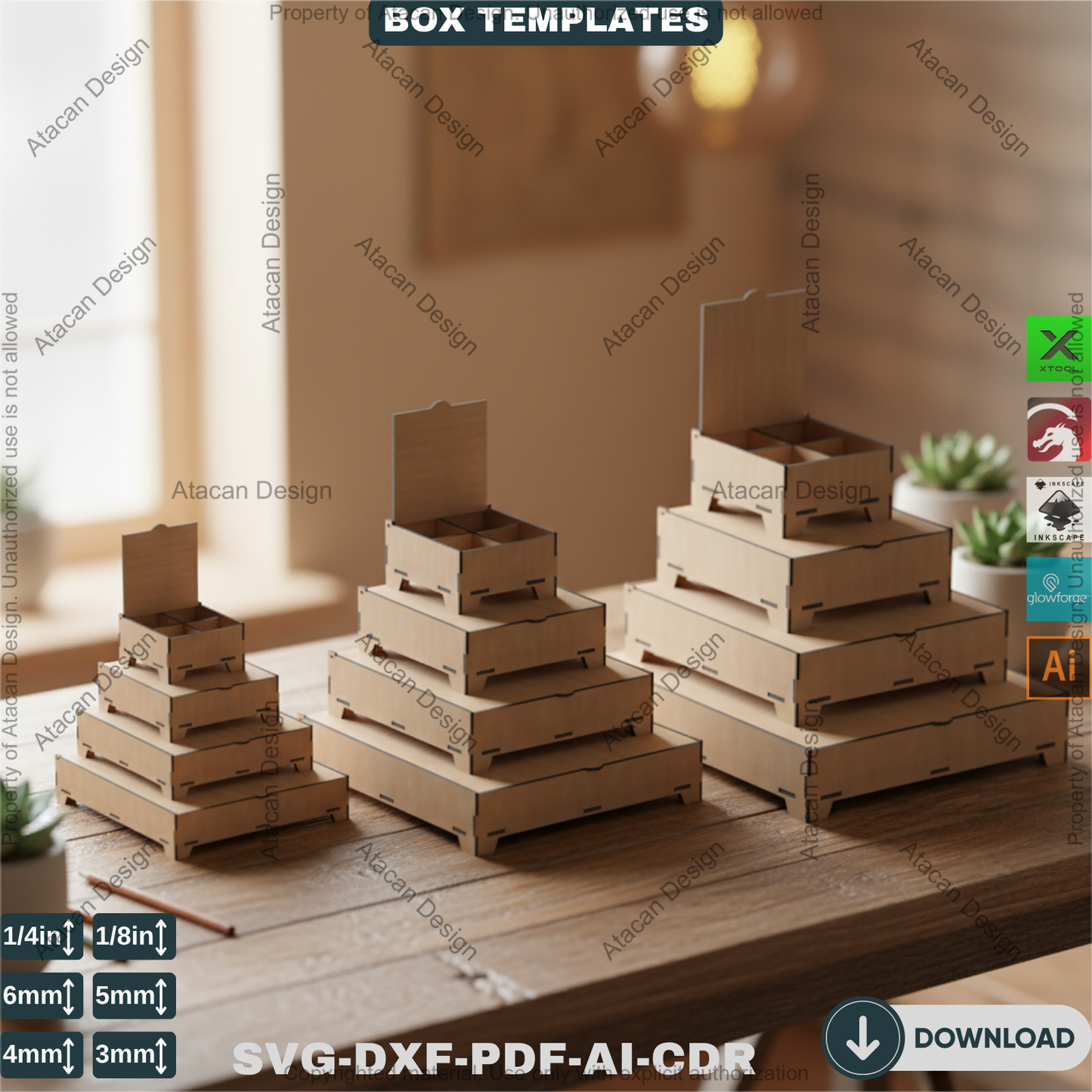 16 Sizes Box Set with Flip Lid and Compartments - Divided Boxes for Storage Organizer 461